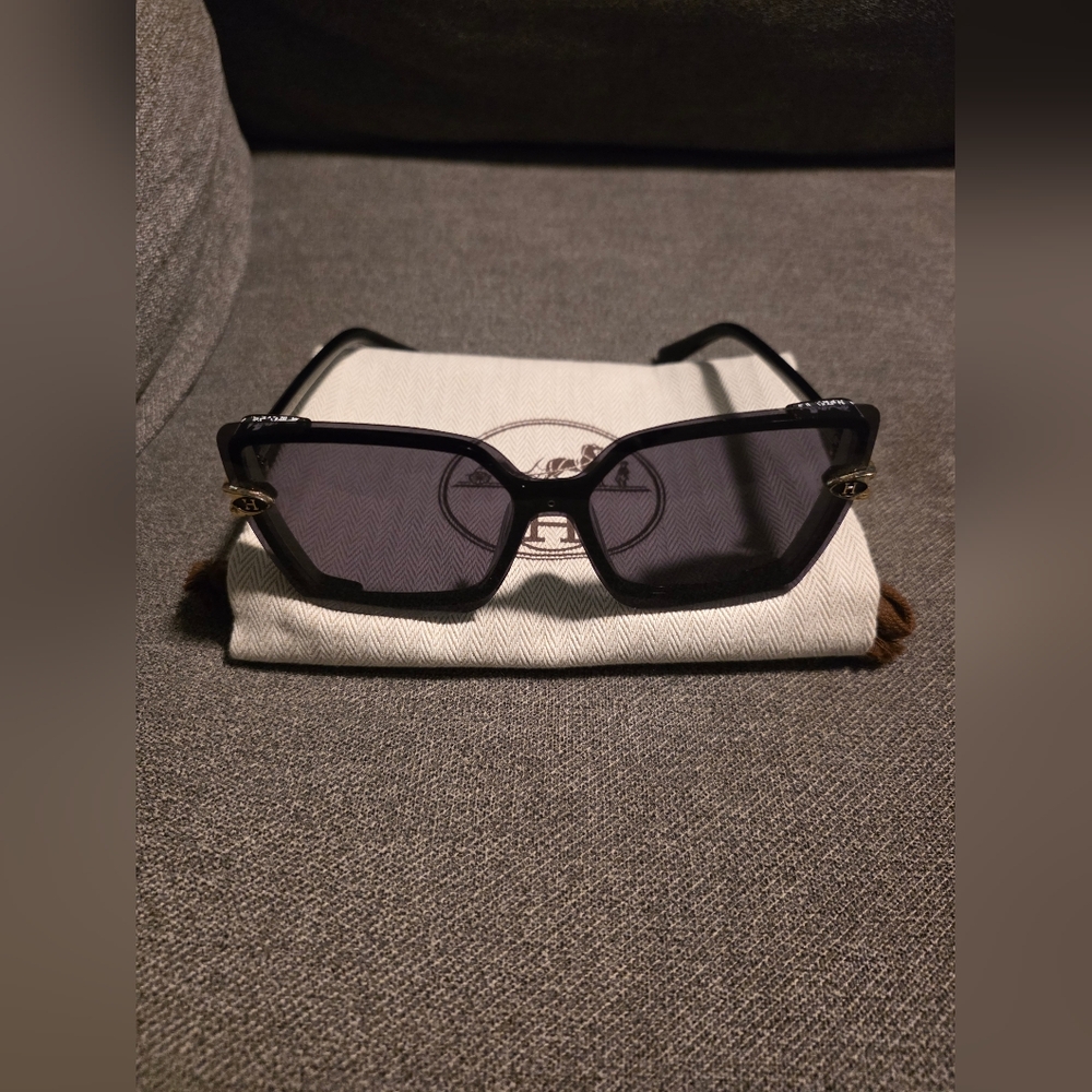 Hermes Black Geometric Frame Sunglasses - Picture 1 of 2